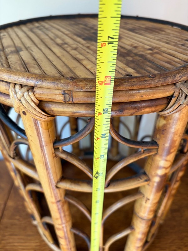 Vintage Tortoise Burnt Bamboo Drum Side table gallery