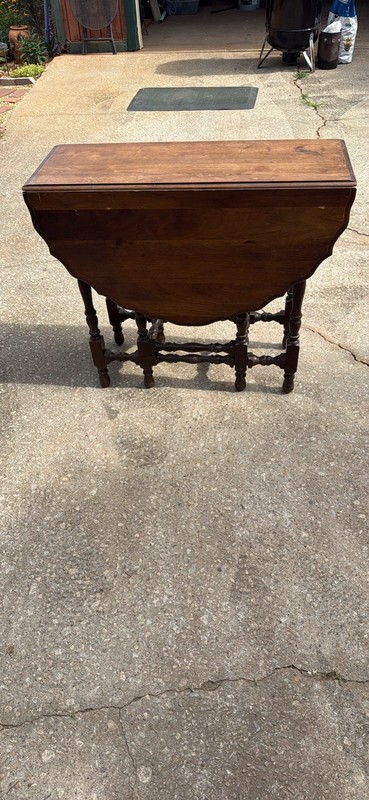 English Walnut Drop Leaf Gate Leg Table Narrow 20 century gallery