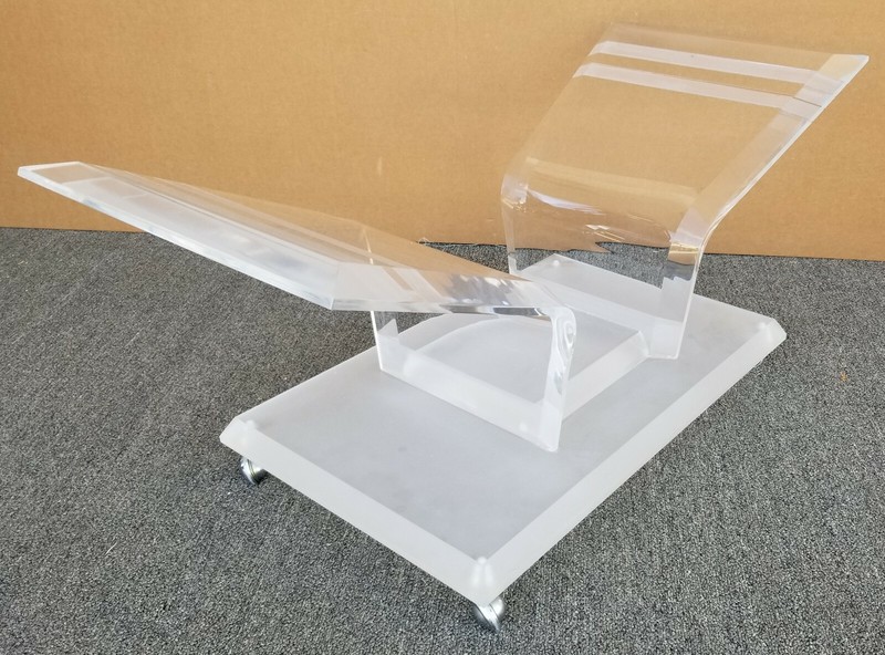 54" MCM Vintage Rolling Butterfly Lucite and Glass Center Cocktail Coffee Table gallery