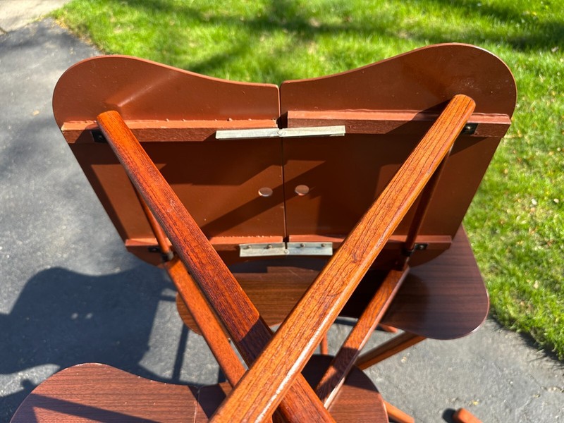 4 Mid Century Laminate Top Folding Tray Tables With Stand Extremely Rare gallery