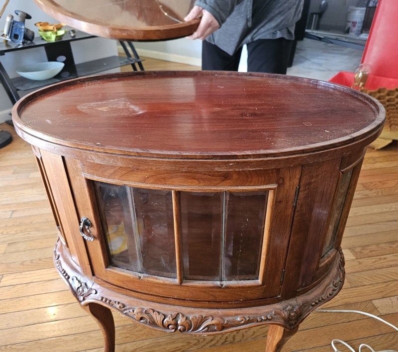 Vintage Queen Anne Style Oval Virtue Display Cabinet/End Table gallery