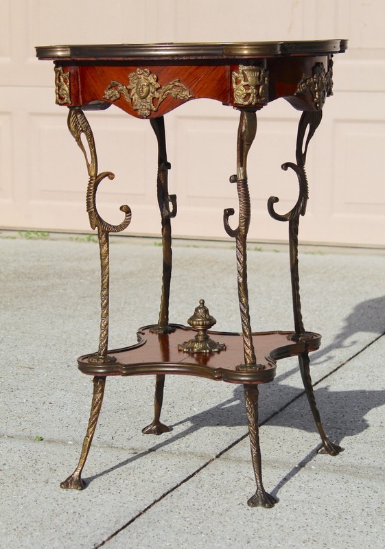 Late 19th Century French Louis XV Style Parquetry Round End Table W/Bronze Mount gallery