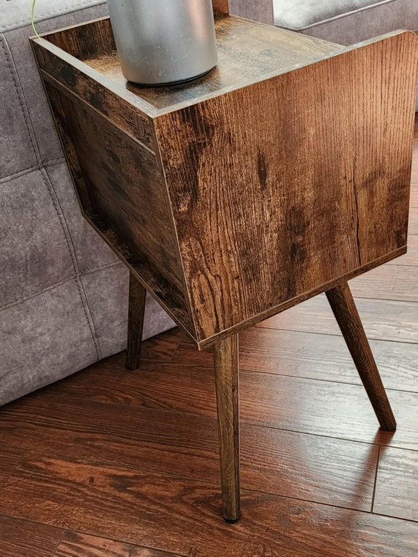 Vintage Style Mid Century Modern Nightstand End Table 11.8"D x 15.7"W x 23.9"H gallery