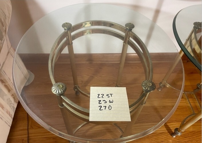 Mid Century Hollywood Regency Labarge Queen Anne Style Brass Glass End Tables gallery