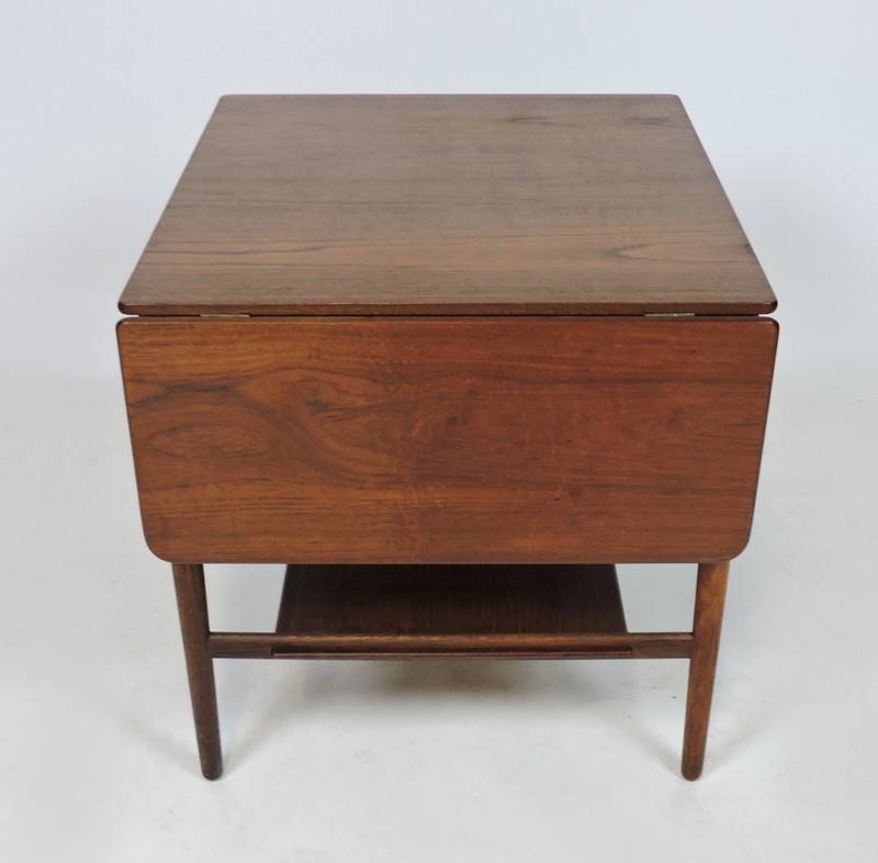 Hans Wegner Danish Modern Teak & Oak Drop Leaf End Table for Andreas Tuck gallery