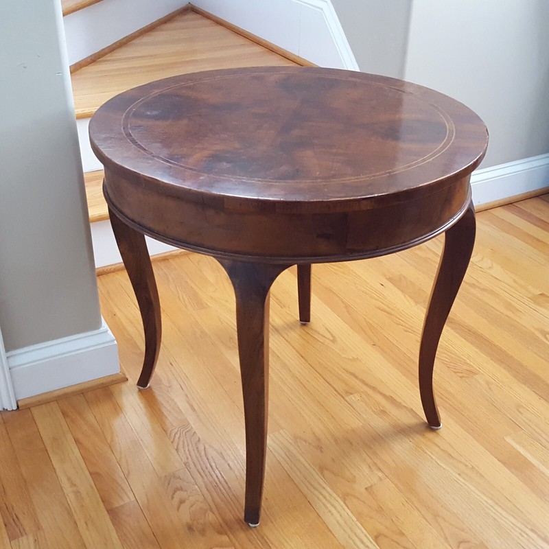 Midcentury Italian Walnut Round Table Banded Veneer Top Elegant Cabriole Legs! gallery