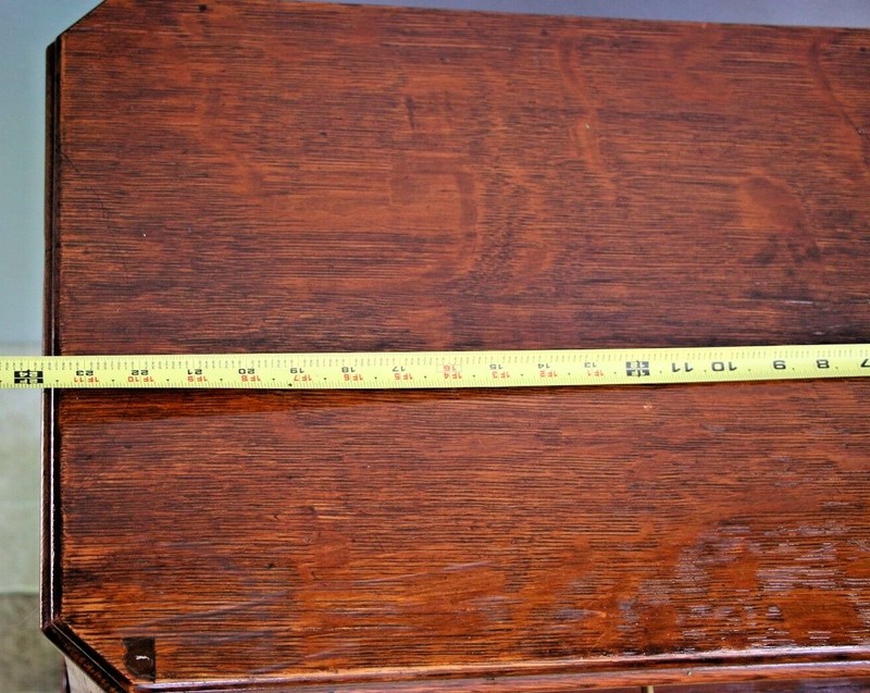 Antique Tiger Oak Victorian Sewing Work Stand Desk Two Locking Drawers with Key gallery