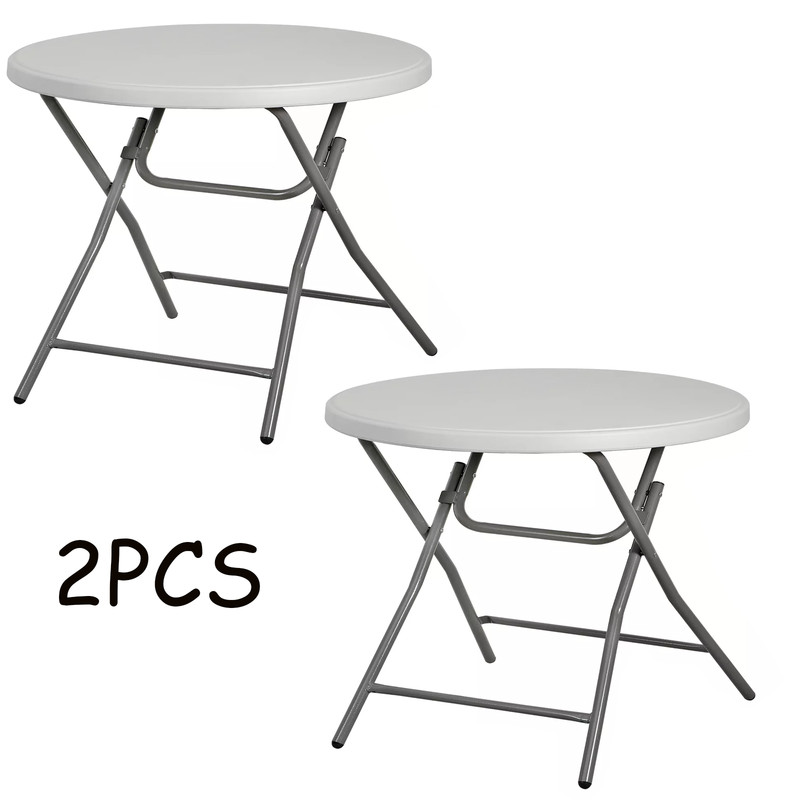 2PCS 32″Cocktail Table Round High Top Folding Table Round High Top Folding Table