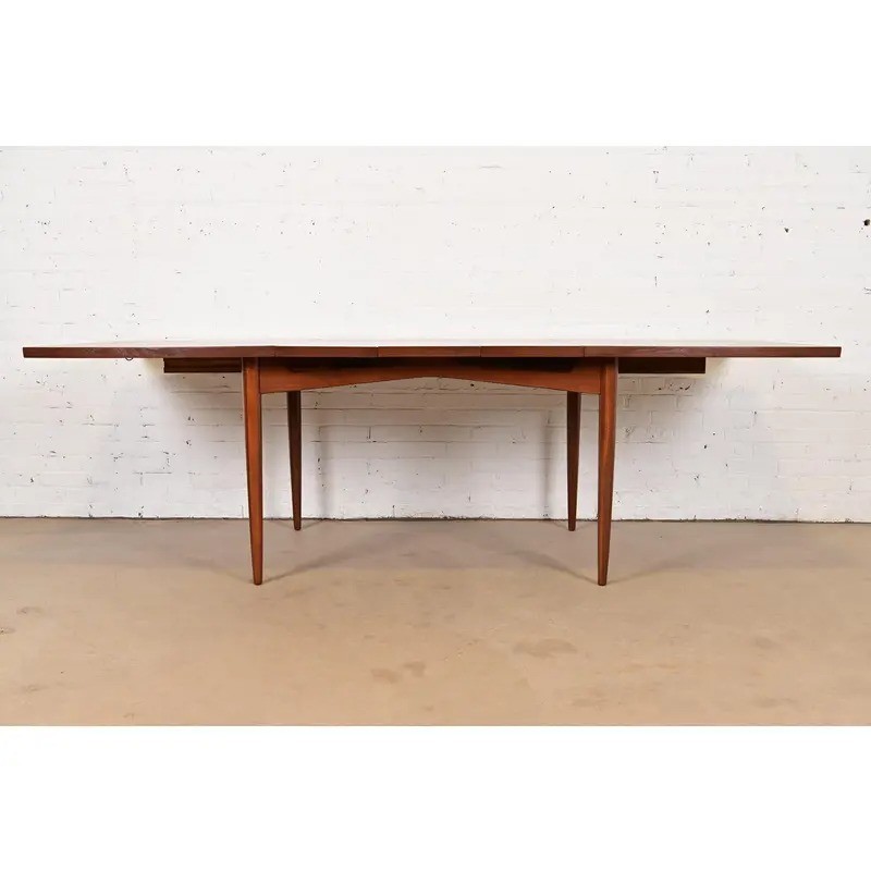 Gio Ponti Style Mid-Century Modern Extension Dining Table, Newly Refinished gallery