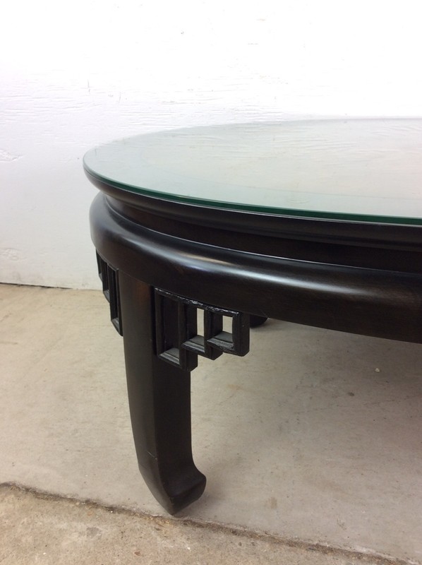 Mid Century Ming Style Coffee Table with Black Lacquer & Burlwood Top gallery