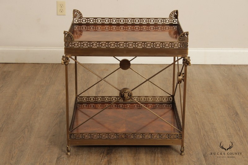 THEODORE ALEXANDER 'ALTHORP' REGENCY STYLE MAHOGANY AND BRASS 2 TIER SIDE TABLE gallery