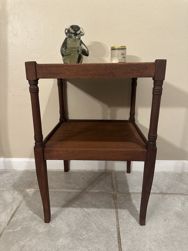Antique Victorian Square Table two tier Solid Mahogany 17 X 25 In