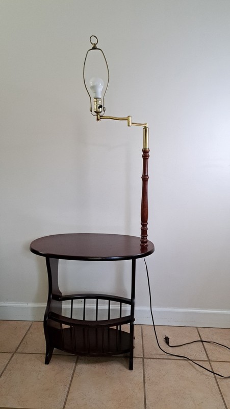 Vintage Preferred Stock Mid Century Wood Floor Lamp End Table Magazine Rack Comb gallery