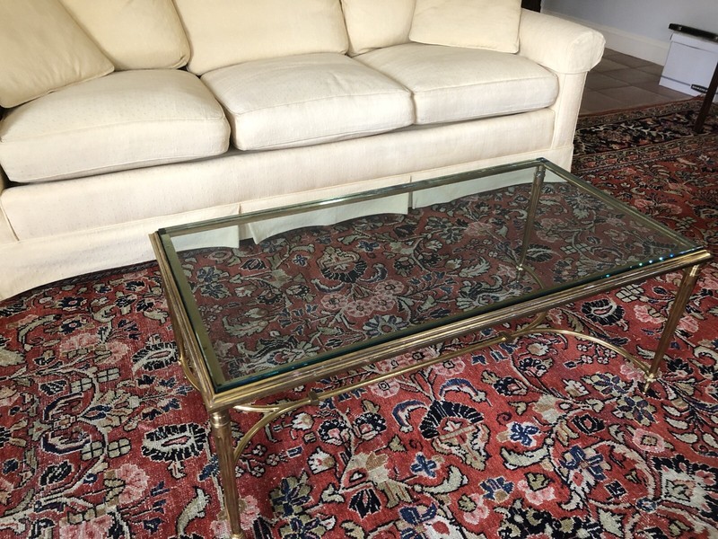 Paul M Jones Louis XVI Antiqued Gold Leaf Wrought Iron and Glass Cocktail Coffee