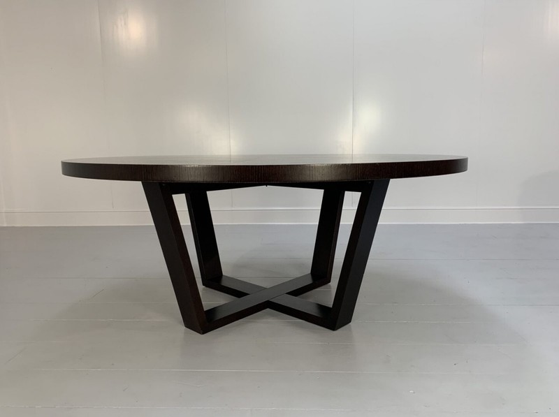 B&B ITALIA STYLE “XILOS” ROUND CIRCULAR DINING ROOM TABLE – WOOD – BROWN