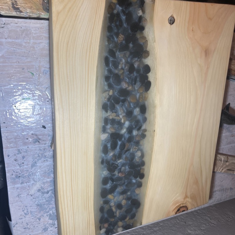 Handmade Live Edge Epoxy River Pebble Table gallery