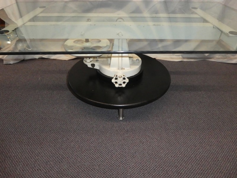 Embalming Table Repurposed with Glass Top. Metal Base Gothic.18"H x 54"W x 32"D gallery