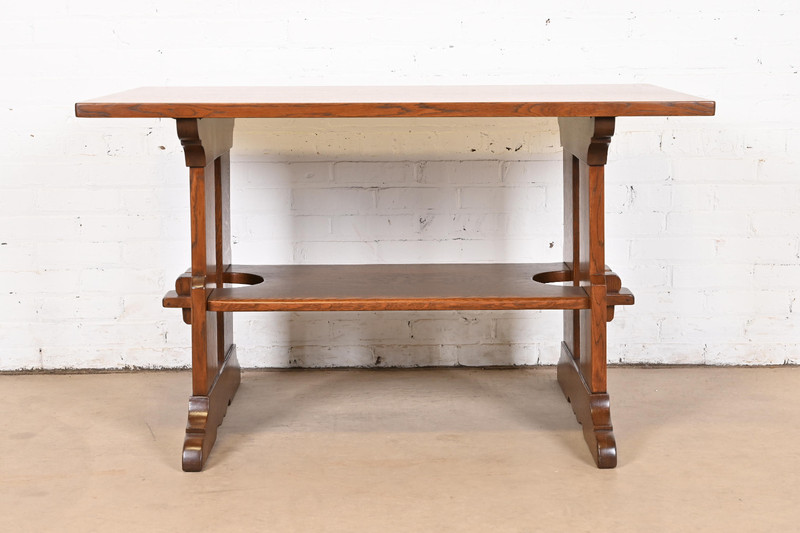 Gustav Stickley Mission Oak Arts & Crafts Trestle Library Table or Writing Desk gallery