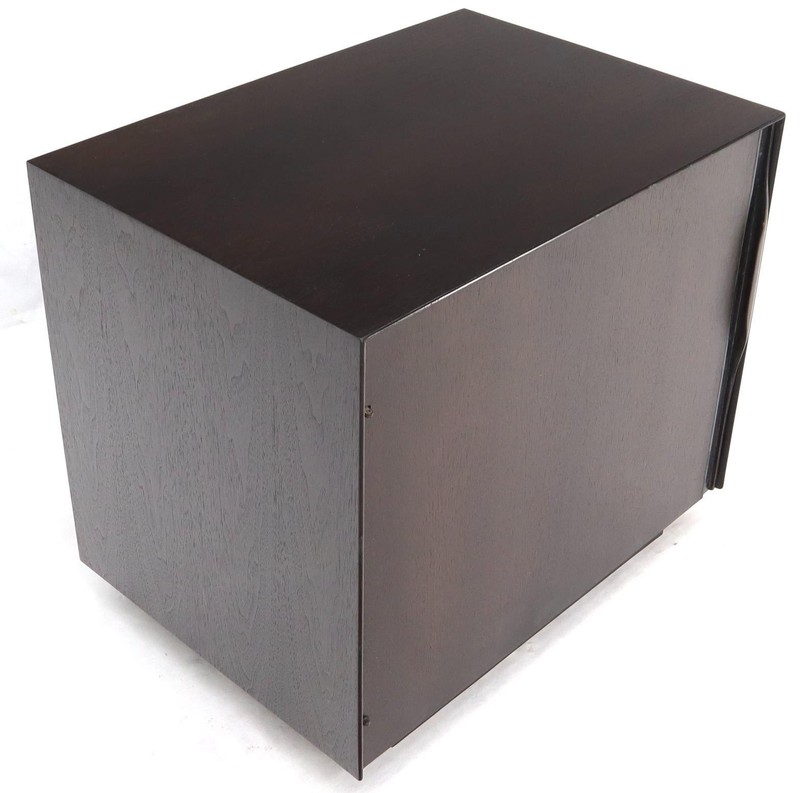 Mid-Century Modern Cube Shape Compact Liquor Cabinet End Table Espresso Finish gallery