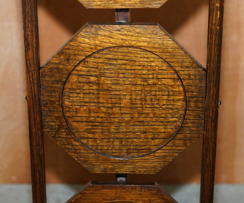 CIRCA 1900 ENGLISH OAK FOLDING WHATNOT DISPLAY TABLE CAKE STAND LOVELY PATINA gallery