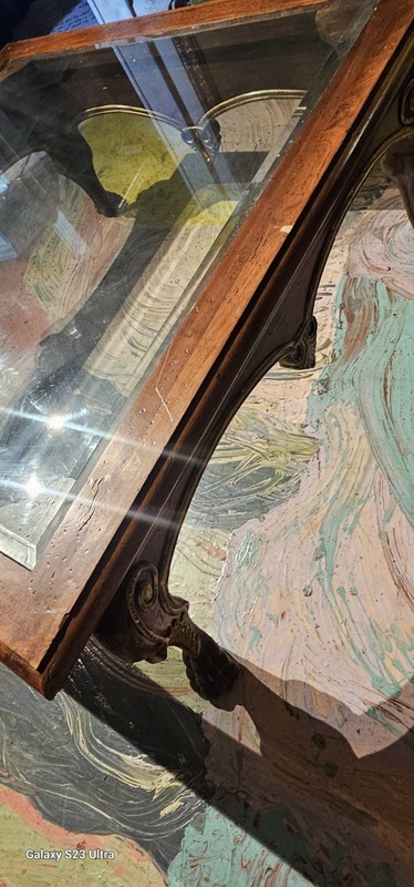 Vintage coffee table wood Claw Foot Glass Top oversized 53x53x22h gallery