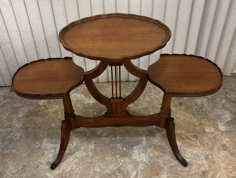 Antique Mahogany Mersman Style 3 Tier Stand Table with Claw Feet 1930s Perfect!
