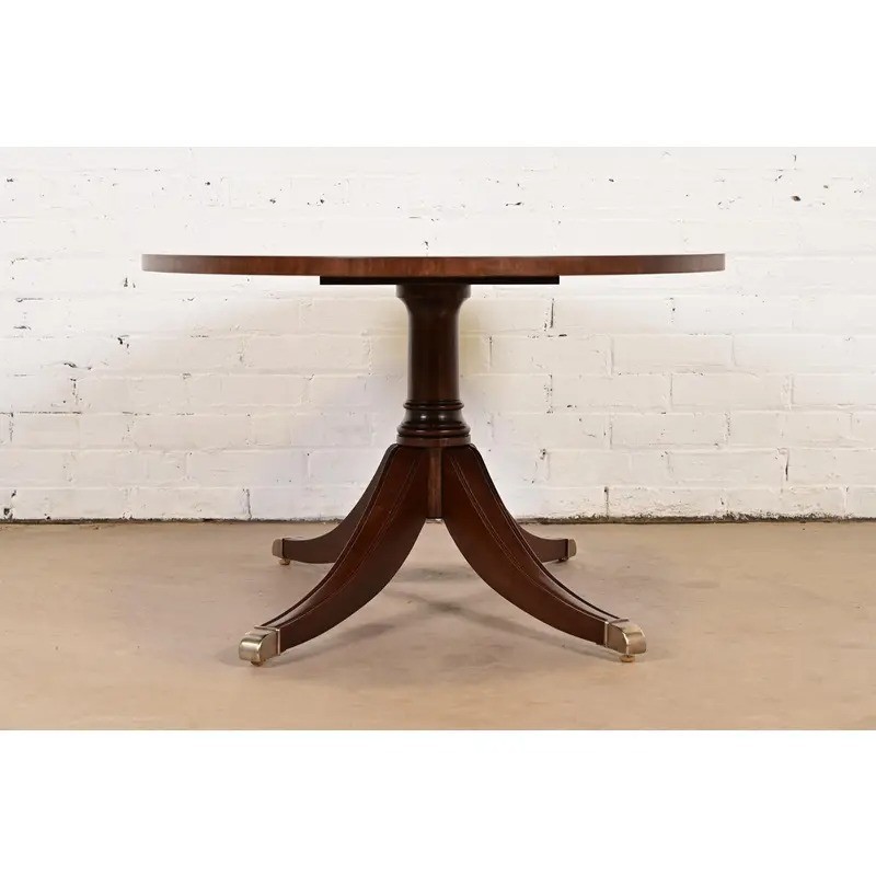 Ethan Allen Regency Banded Flame Mahogany Coffee Table, Newly Refinished gallery