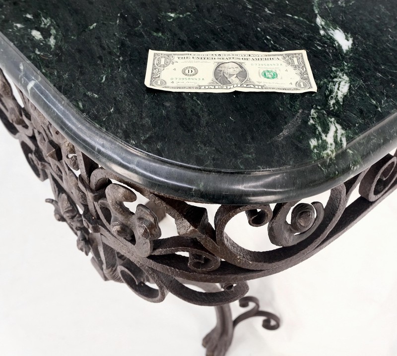 Large Heavy Wall Wrought Iron Base Marble Top Console Hall Entry Table MINT! gallery