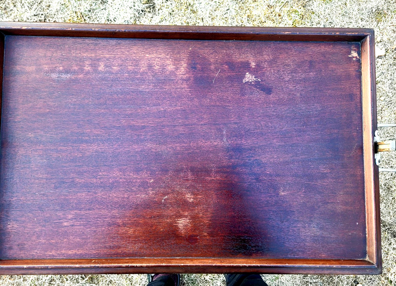 Rare R. R. Scheibe Convertible Table-Tray Nickle Brass Hardware Patented 1926 gallery