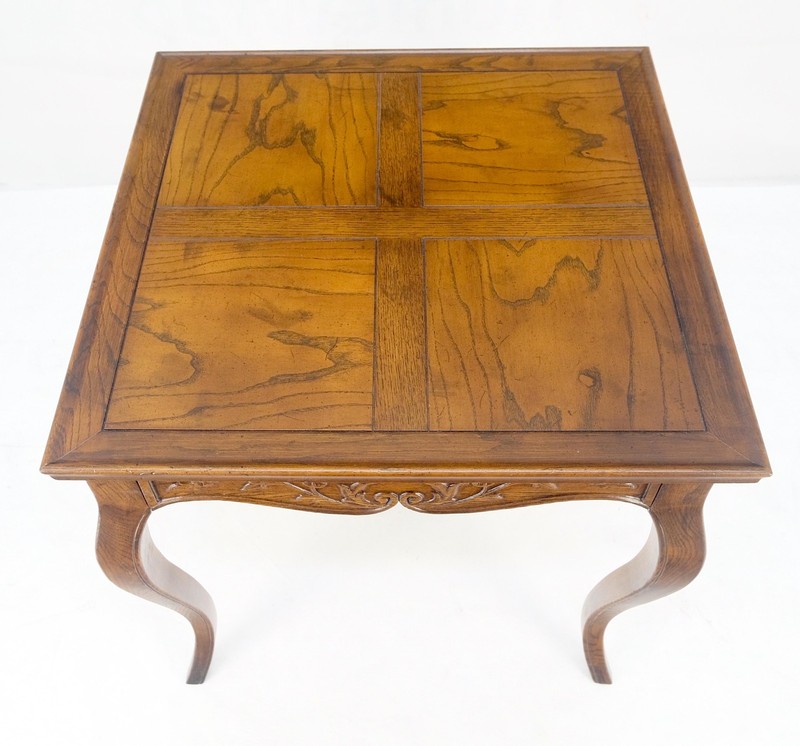 Henredon Carved Drawer Front Burl Wood Parquetry Top Cabriole Leg Side End Table gallery
