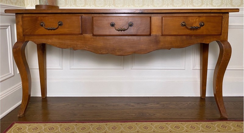 Vintage French Provincial Three Drawer Console Table