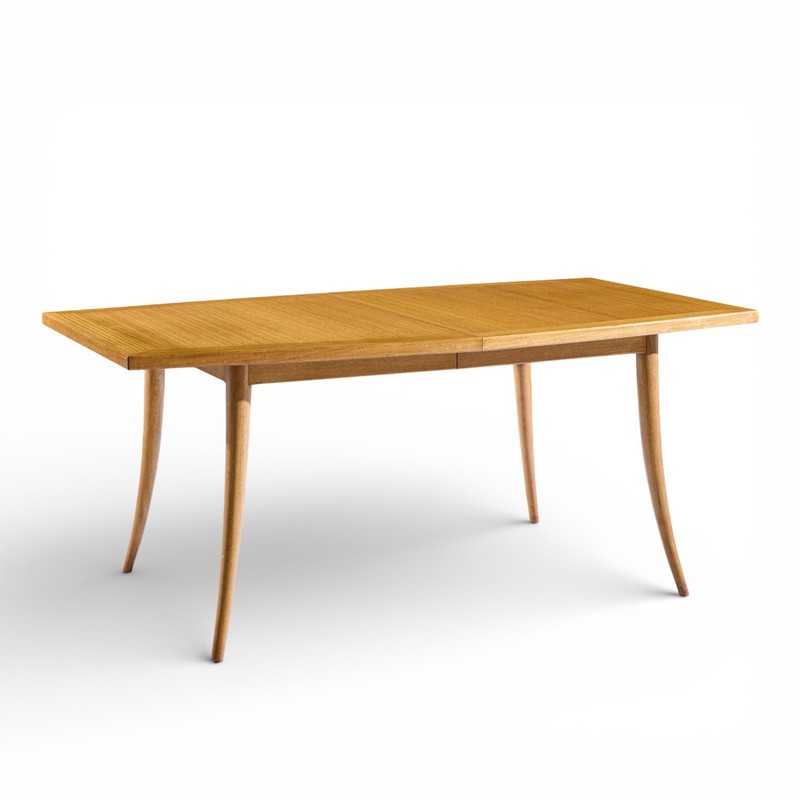 Harvey Probber Mid Century Bleached Mahogany Saber Leg Dining Table with 1 Leaf gallery