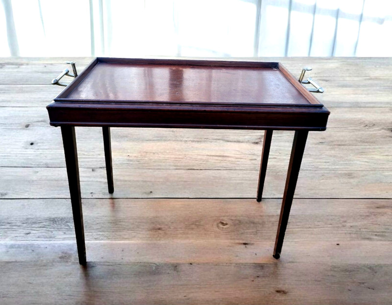 Rare R. R. Scheibe Convertible Table-Tray Nickle Brass Hardware Patented 1926 gallery
