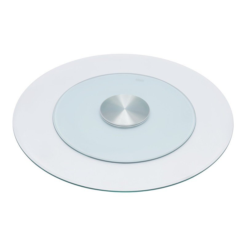27.56" Glass Lazy Susan Turntable Large Dining Table Round Clear Rotating Tray gallery