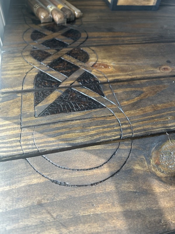 Handmade Woodburnt Celtic Knot Style Desk gallery