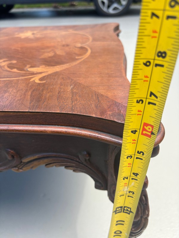 Edwardian Rococo Style Satinwood Italy Marquetry Inlay Coffee Table 32"x18" gallery