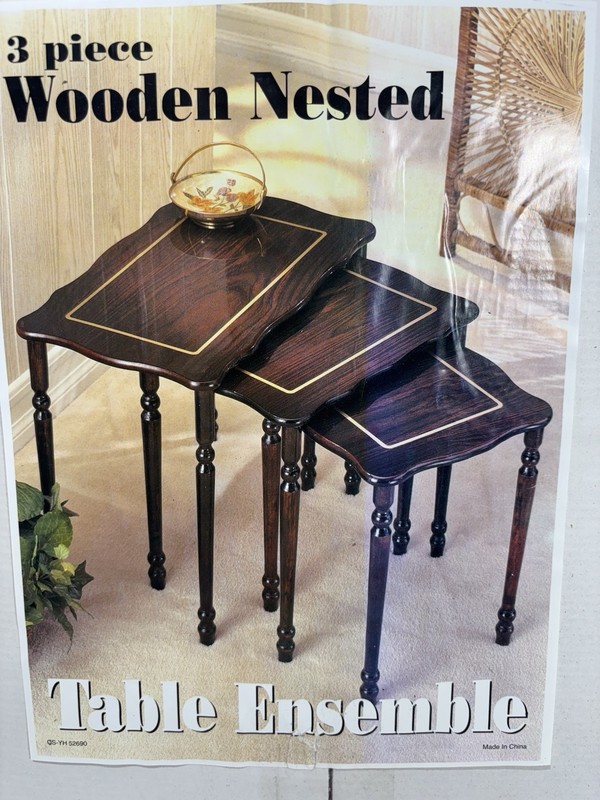 Vintage Set of 3 Wood Nesting Tables Mid-Century Modern 52690 gallery