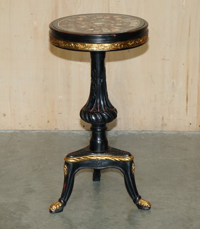 PAIR OF VINTAGE FRENCH SIDE TABLES ONE WITH A SPECIMEN PIETRA DURA MARBLE TOP gallery