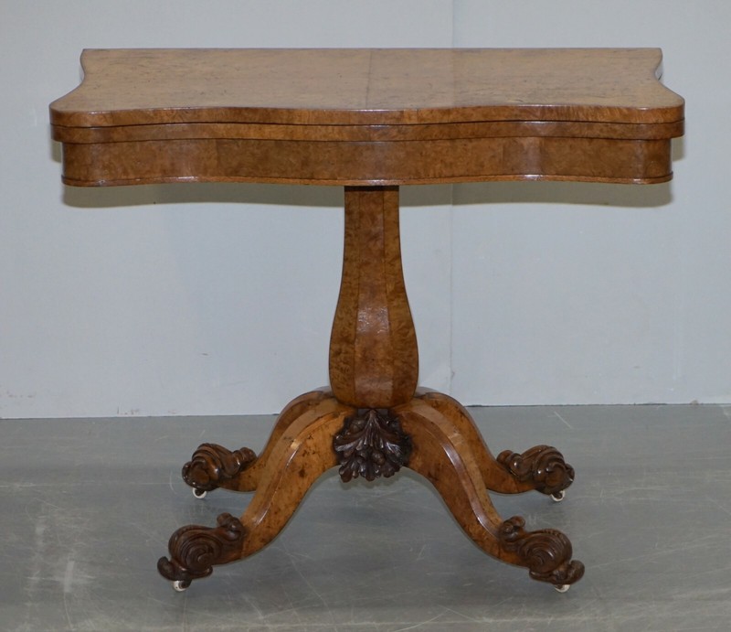 VERY FINE CIRCA 1835 WILLIAM IV ANTIQUE POLLARD OAK FOLDING CARD PEDESTAL TABLE gallery
