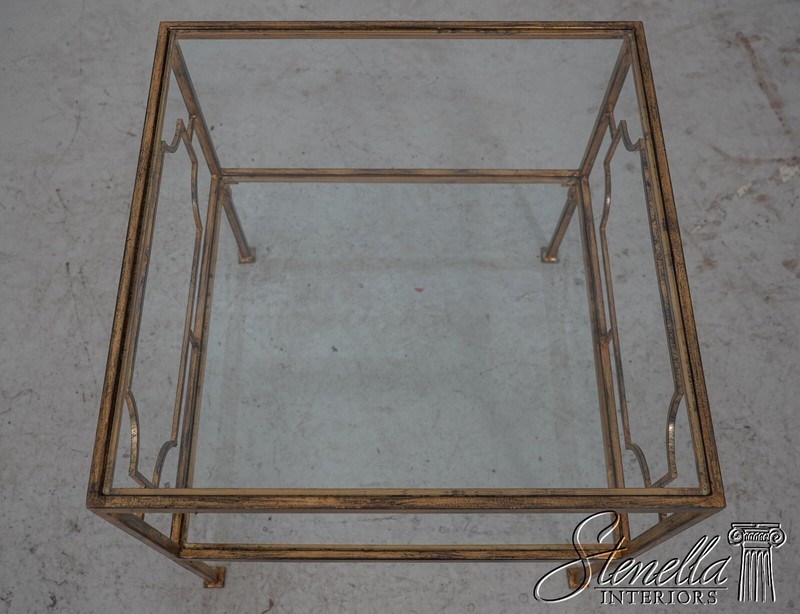F59343EC: Pair Modern Design Gold Finish Glass Top End Tables gallery