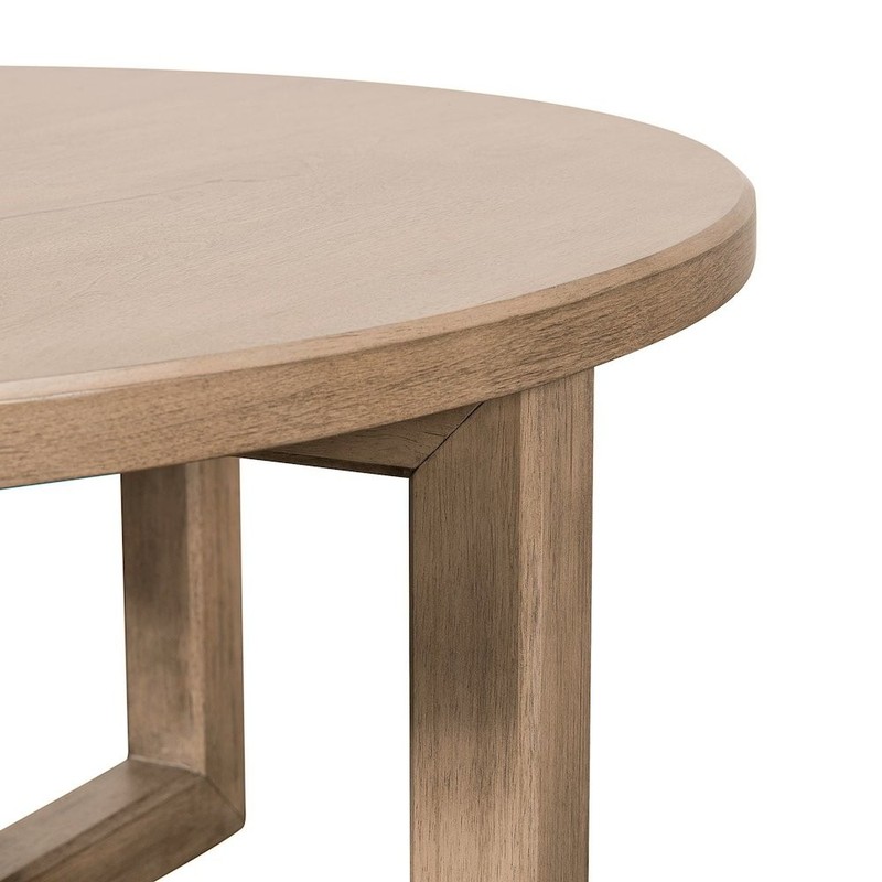 Living Room Round Cocktail Table Center Trestle - Barley Buff Birch Wood gallery