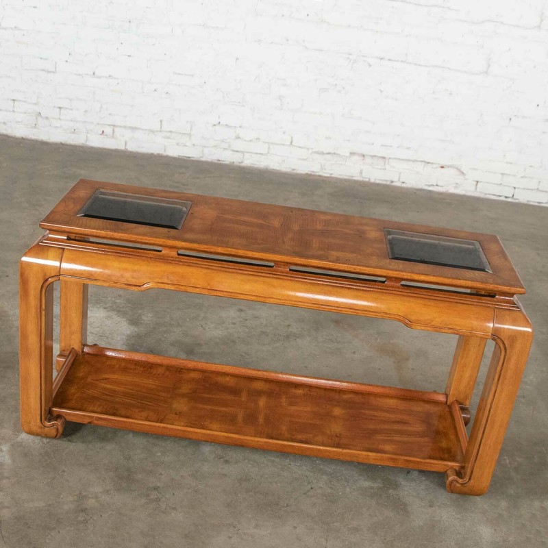 Chinoiserie Chow Leg Ming Style Sofa Console Table Attributed to Schnadig Furn.