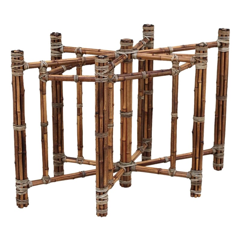 Authentic McGuire Bamboo Dining Table Base for Oval Glass Top, Organic Modern