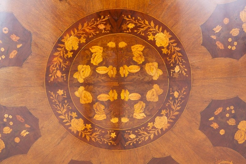 Victorian Centre Table Marquetry Inlay Quadrafoil Base Revival gallery