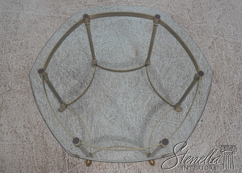 68604: LABARGE Glass Top Brass Base Lamp Table w. Hoof Feet gallery