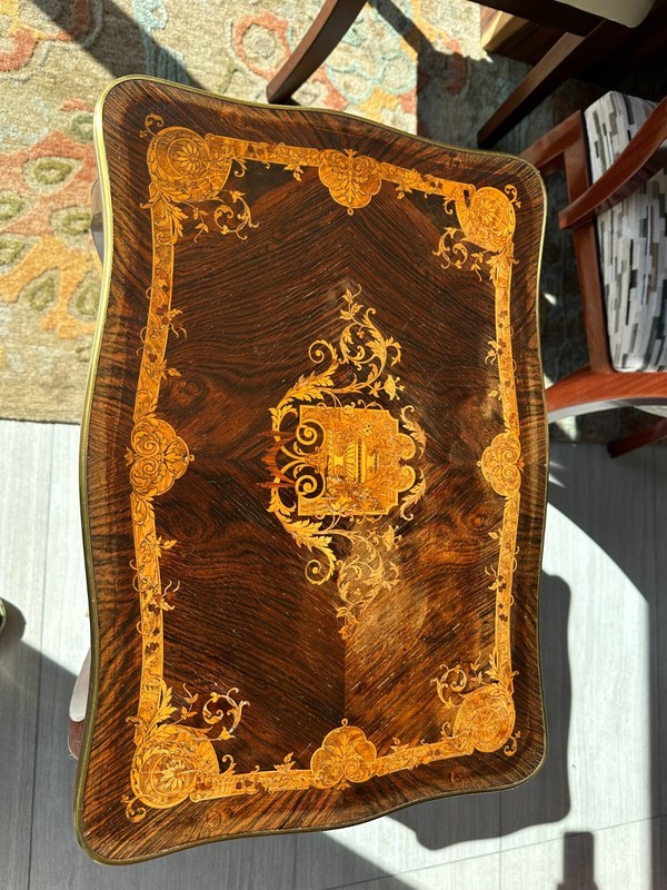Fine Antique French Inlaid Sewing Table, End Table, or Nightstand gallery