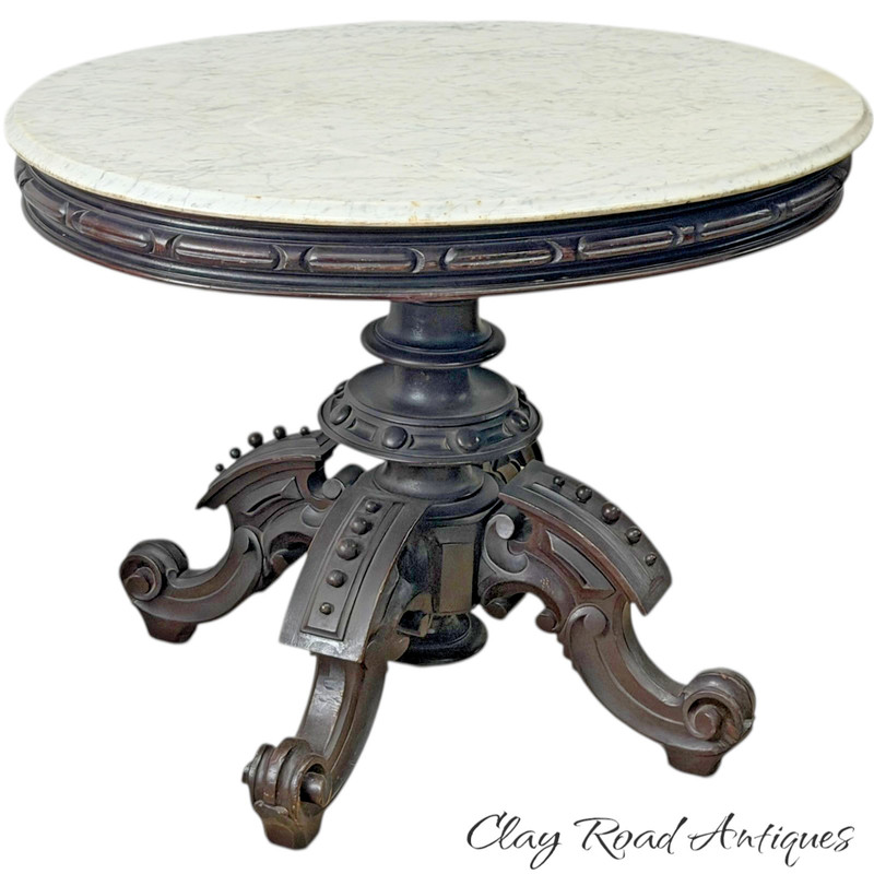Antique Large Victorian Marble top center table parlor Thomas Brooks Original