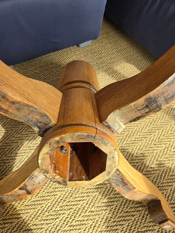 Antique Round Oak Dining Table with Pedestal Base and three 9"-wide Leaves gallery