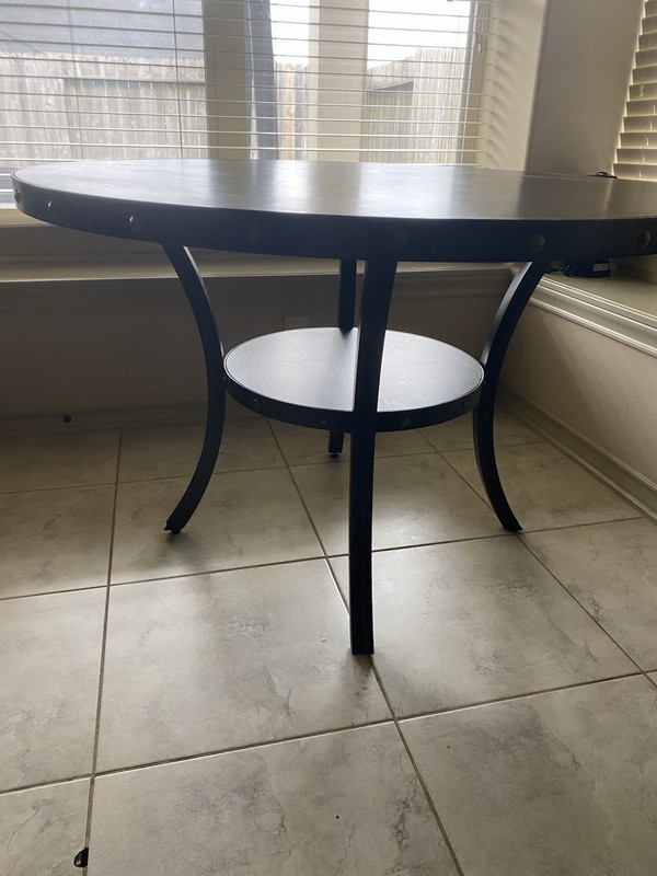Sturdy round table with lower shelf Dining Table WALLACE MELAMINE round dining