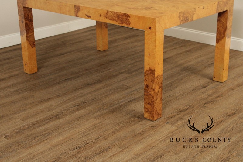 Mid-Century Modern Burlwood Parsons Extension Dining Table With 2 Leaves gallery